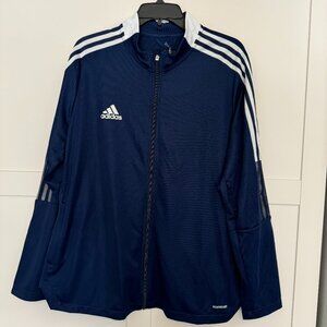 Adidas Tiro Track Jacket Women's Size 2X Blue Full Zip 3 Stripes Stand Collar Ae